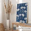 Motif floral bleu marine, fleurs III, chalet sans cadre-1359420492