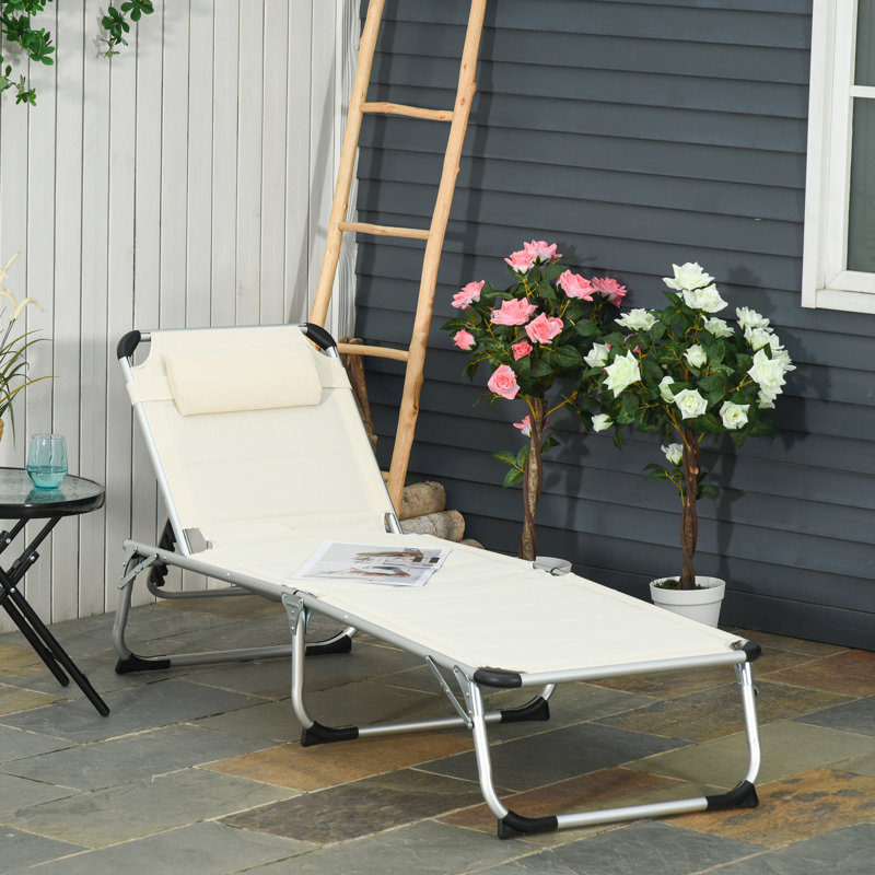 Serita Outdoor Aluminium Chaise Lounge, Outdoor Chaise Lounge, Lounge Chair, Foldable Outdoor Chaise Lounge Chair, Beige