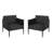  Dawson Outdoor Aluminum Club Chairs with Water Resistant Cushions, Modern Black Set of 2