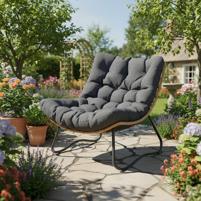  Switte Modern Wicker Lounge Chair with 46" Deep Seat, 450lb Capacity