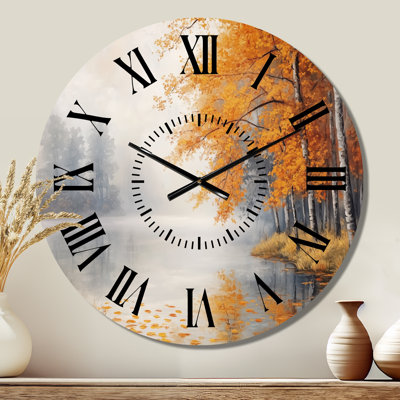 Horloge murale Foggy Fall Riverbank