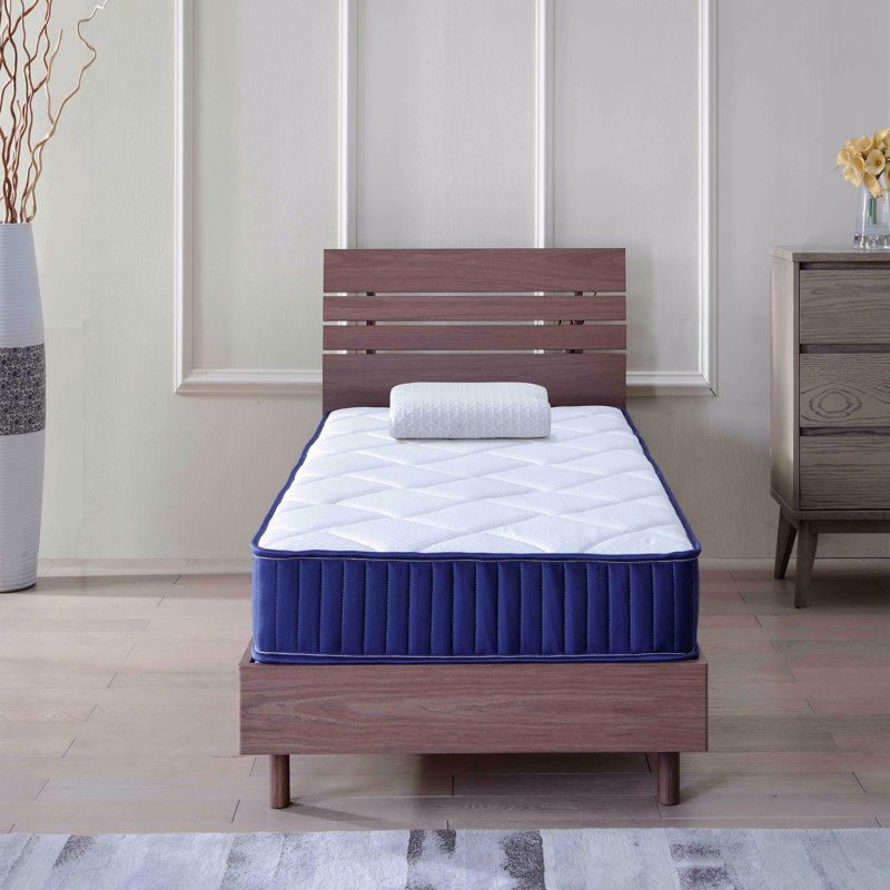 Matelas simple de 6 pouces, matelas hybride en mousse et à ressorts dans une boîte, tissu mi-doux, respirant et support adaptatif