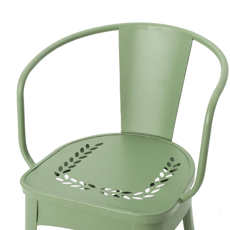 Ensemble bistro extérieur 3 pièces en métal, fini fer, couleur eau, dimensions : 75 cm x 61 cm x 61 cm, poids : 15,5 kg.