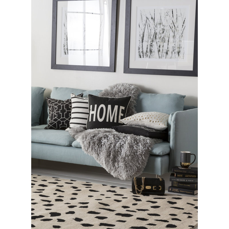 Manylath Square Cotton Pillow Cover & Insert, Black/White, No Fill