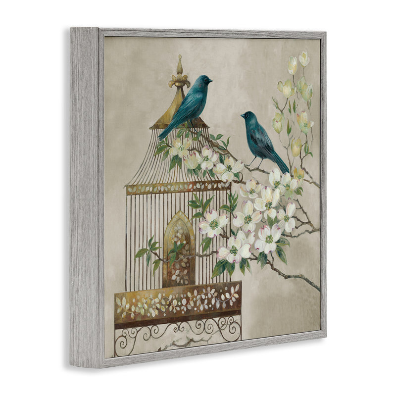 «Neutral Birdcage Menagerie», giclée par Elaine Vollherbst, H 12 po x l 12 po, Estampe numérique Farmhouse