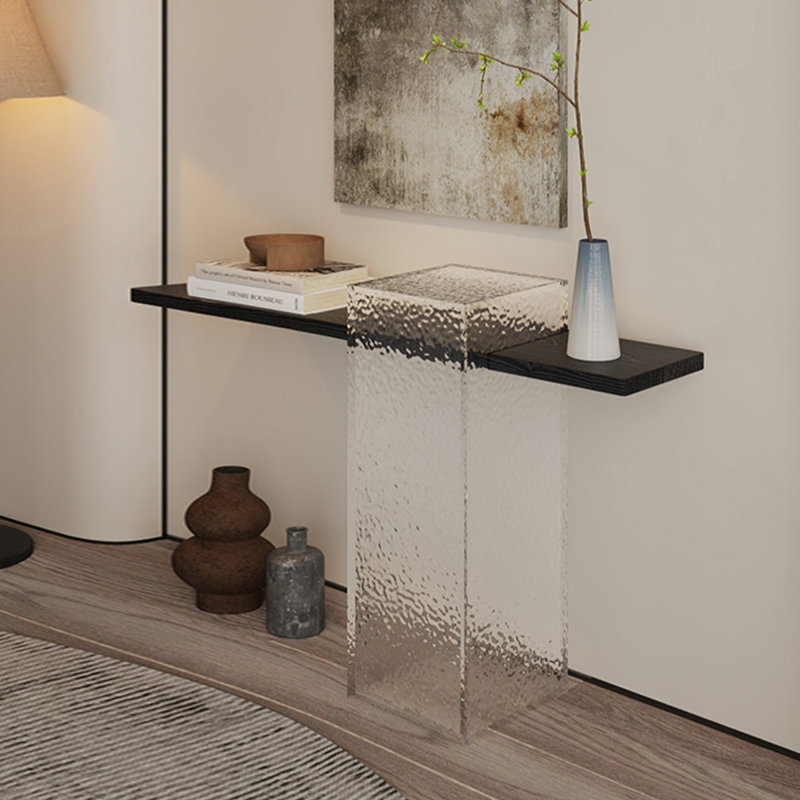 Console moderne en bois massif noir, 54.33
