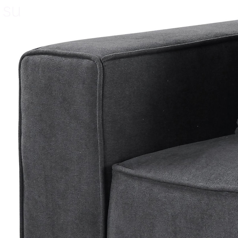 Chaise d'appoint grise à dossier gauche avec design moderne et sièges confortables pour une utilisation polyvalente à la maison