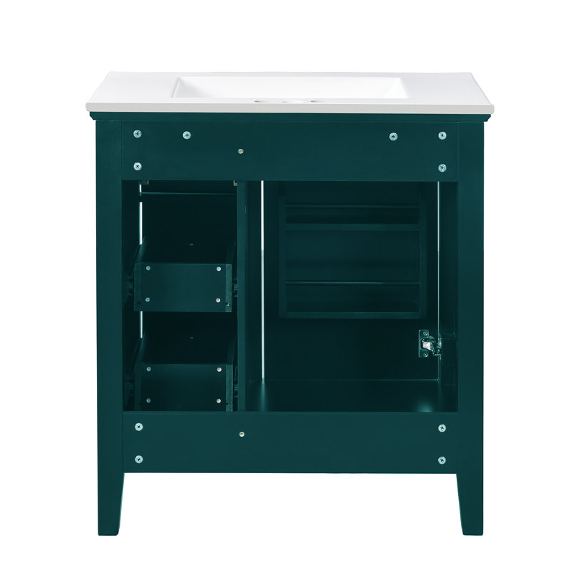 30'' Single Bathroom Vanity With Ceramic Top, Green