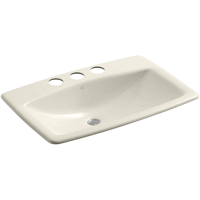 Lavabo rectangulaire en mÃ©tal pour salle de bain, Ã  encastrer, avec trop-plein, Amande
