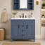 Base de meuble-lavabo 36 po en bois massif bleu foncé sans plateau