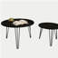 Ensemble de 2 tables basses gigognes rondes de 27,56 po, ensemble de tables de bout gigognes circulaires, plateau de table rond en marbre et base en métal robuste pour le salon, la chambre à coucher, noir