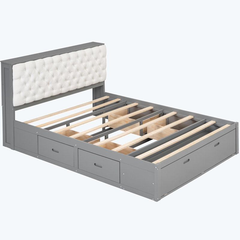 Lit plateforme avec rangement Hampstead, Gris