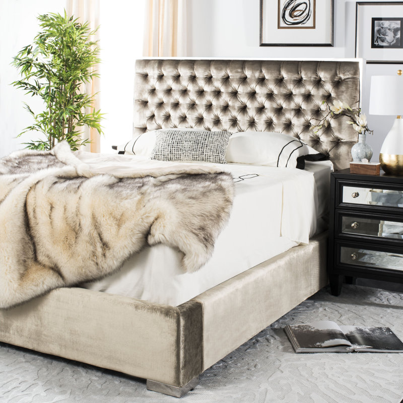 Filton Upholstered Metal Standard Bed, King, Pearl