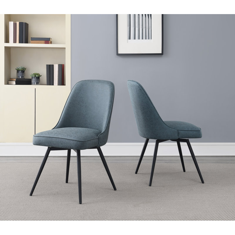 Jareal 20'' H Faux Leather Upholstered Side Chair, Navy