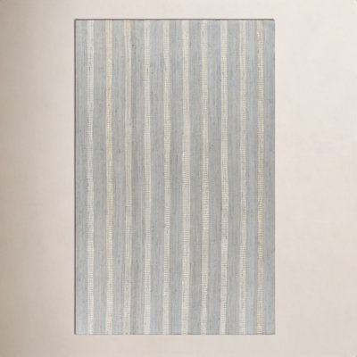 Aadison Blue Hand-Woven Striped Jute Rug
