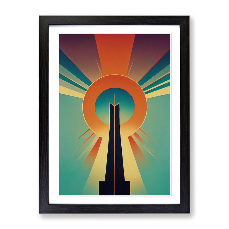 Sun Art Deco Vol.1 - Single Picture Frame Print, Black, 64cm H x 46cm W x 2cm D