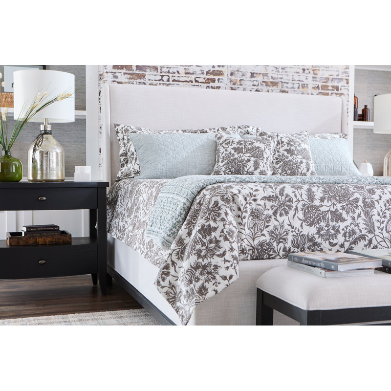 Mya Upholstered Standard Bed, Black, Queen