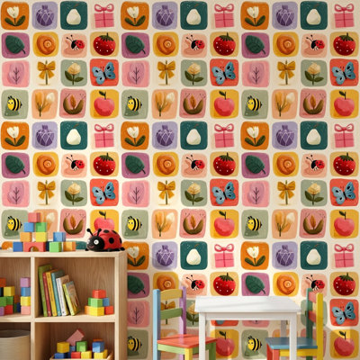 Whimsical Illustration Wallpaper Playful Eclectic Wall Mural