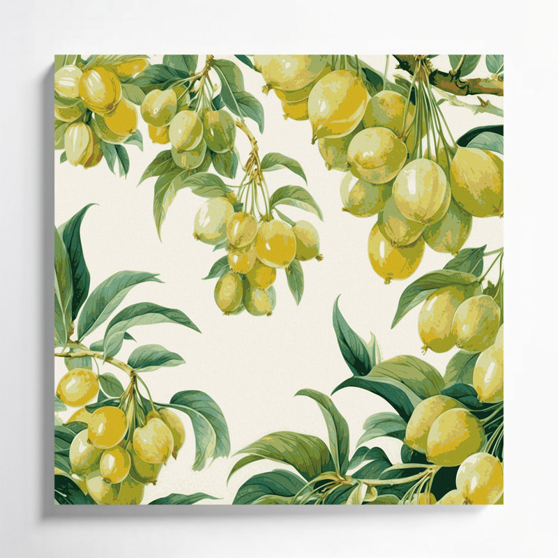 «Fruit Wampee», art mural sur toile vert, H 32 po x l 32 po