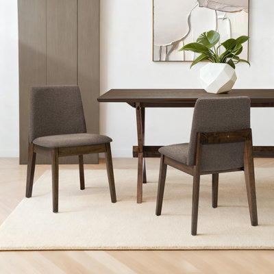 Aveline Mid-Century Modern Upholstered Armless Dining Chairs With Solid Wood Legs