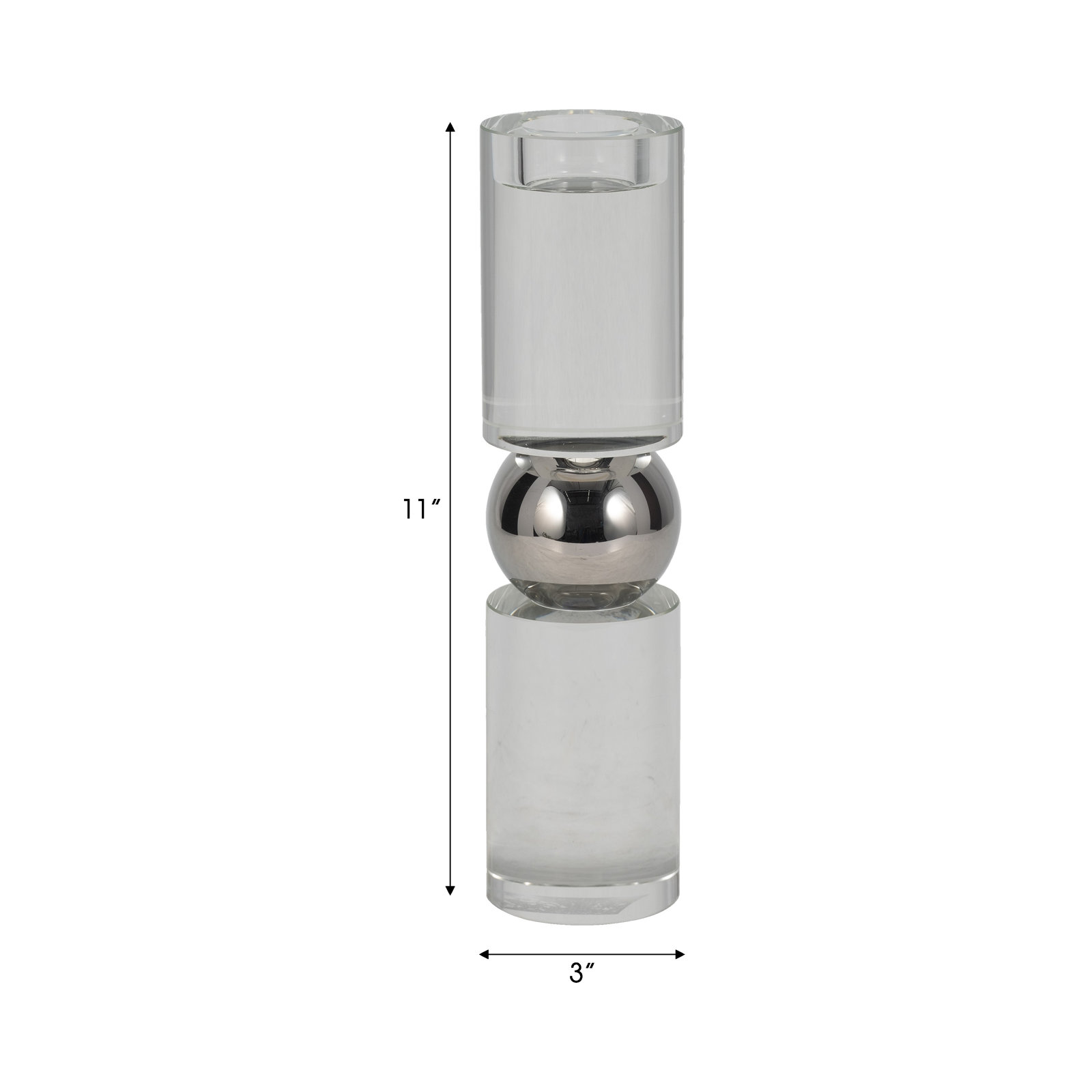Joss & Main Riter Crystal Candlestick, Silver, 11" H x 3" W x 3" D