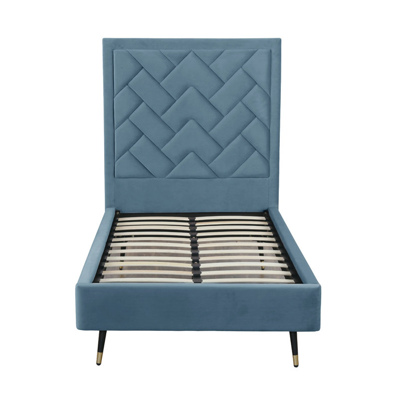 Toshiye Upholstered Platform Bed, Twin, Blue