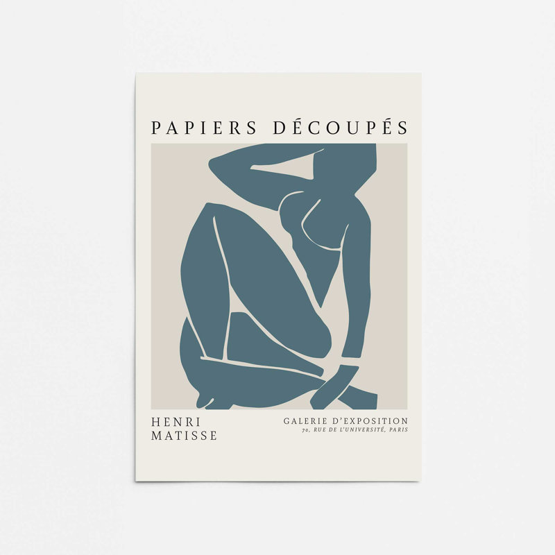 Matisse's Nude III en bleu minuit , H 14 po x l 11 po x P 0,1 po, Impression sans cadre, Ne s’applique pas