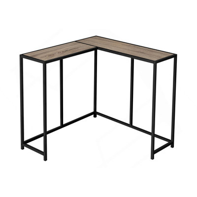Accent Table, Console, Entryway, Narrow, Corner, Brown Laminate, Black Metal, Contemporary, Modern