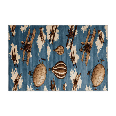 Tapis intérieur et extérieur bleu Transport