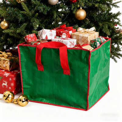 Christmas Item Storage Bag Nylon Woven Fabric Water Resistan T Christmas Tree Bag Suitable For Christmas Storage Boxes Sturdy And Durabled Handle