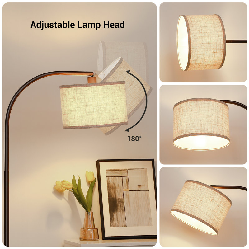 Lampe sur pied arquée 63 po Kjeld, Brun