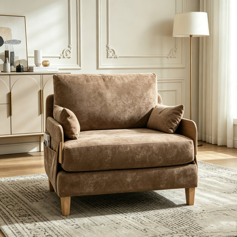 3-in-1 convertible sleeper,Foldable sofa bed recliner, Light Brown