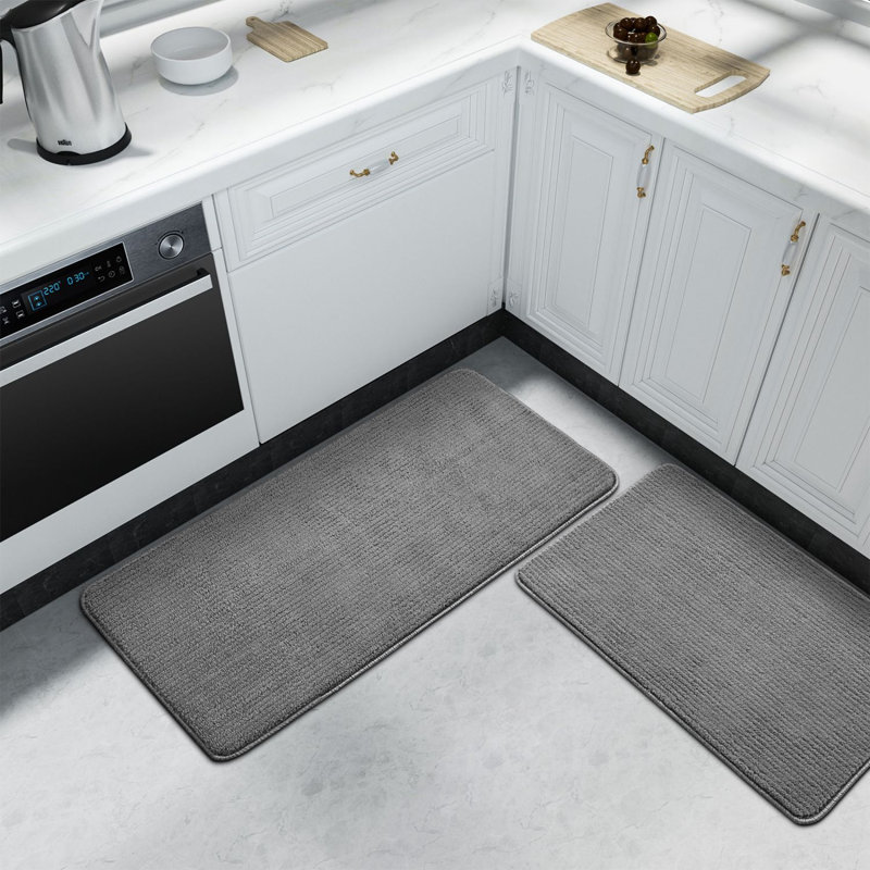 Demarus Kitchen Mat, Rectangle 3'3" x 1'5", Dark Gray