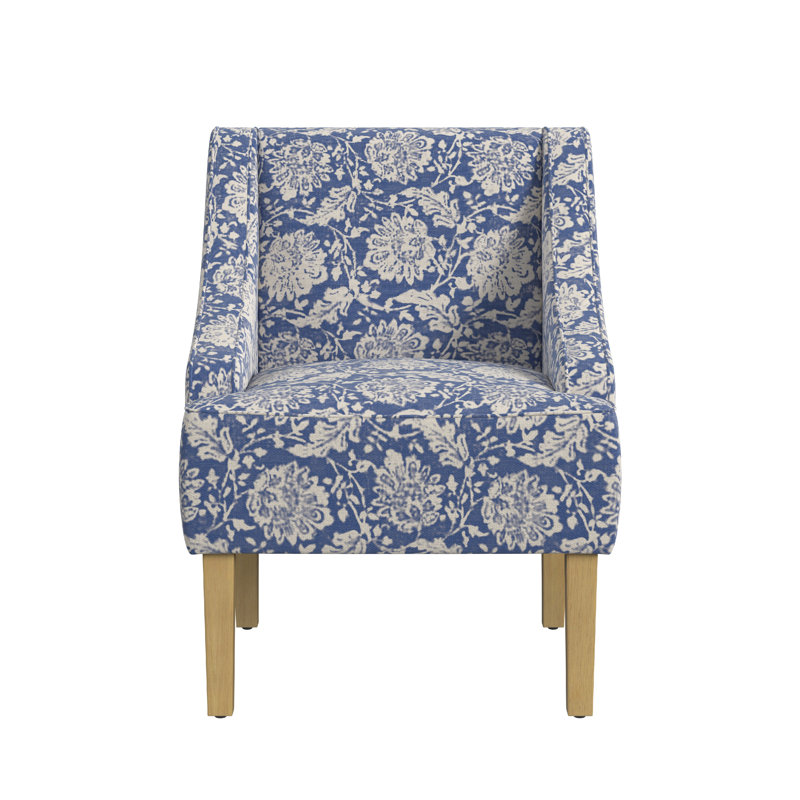 Chaise d'appoint Yolu, imprimé floral classique, polyester bleu et blanc