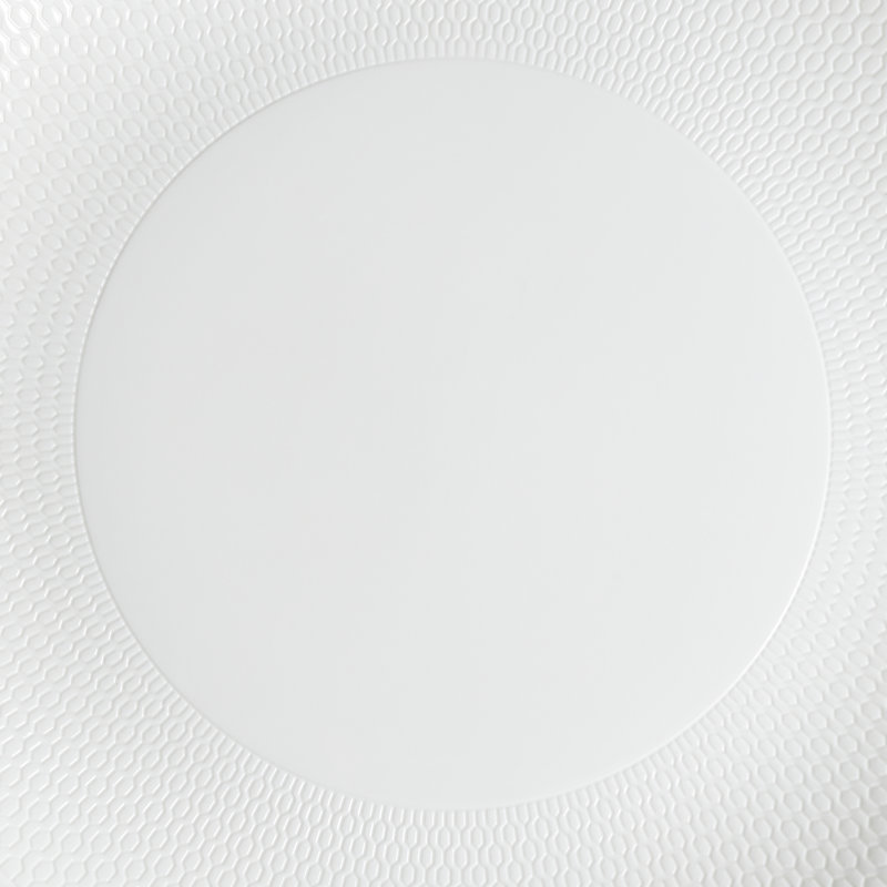 White Porcelain Geometric Round Dinner Plate