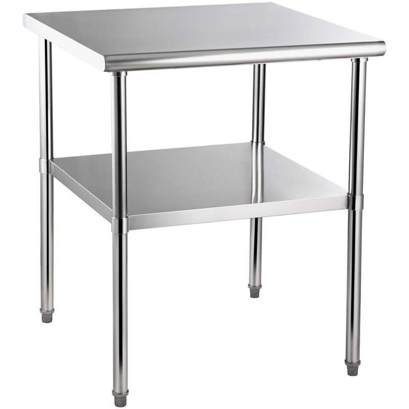 High Load-Bearing Stainless Steel Worktable with Adjustable Shelves and Feet, Commercial Multipurpose Workstation for Kitchen, Restaurant, Garage and Backyard