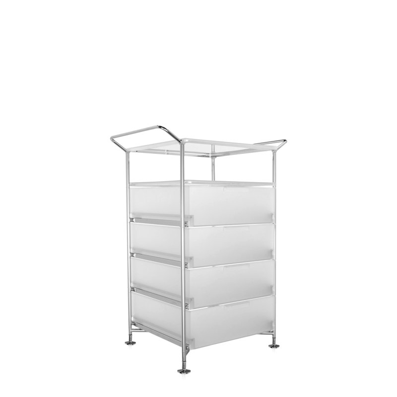 Mobil Storage Drawer, Translucent Ice, 4 Drawers with Open Shelf and Wheels