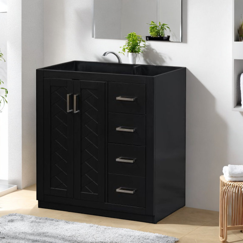 Meuble-lavabo de salle de bain 30 po sans lavabo, armoire de rangement autoportante avec 3 tiroirs et portes à fermeture douce