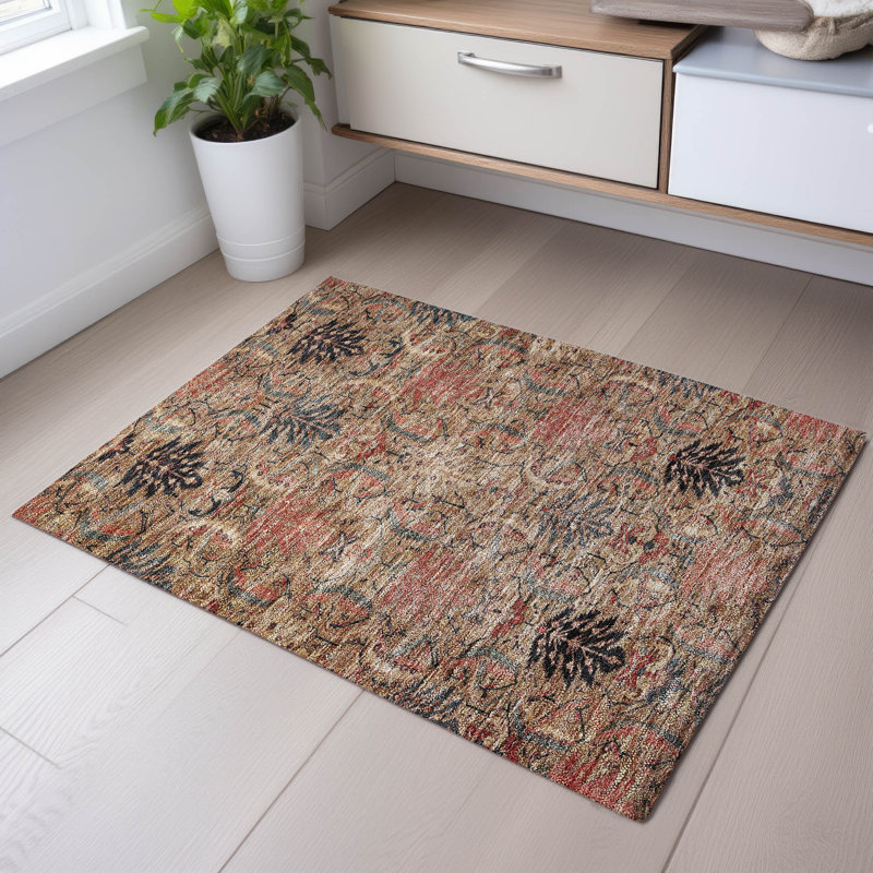Tapis damassé de qualité supérieure lavable à la machine AMF1082, Rectangle 1 pi 8 po x 2 pi 6 po