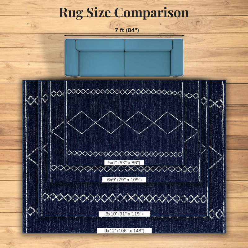 Adiley Geometric Indoor Rug, Rectangle 5' x 7'