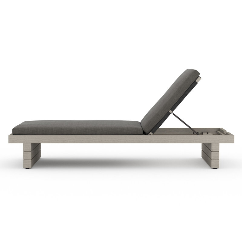 Leroy Outdoor Teak Chaise Lounge, Charcoal, Gray