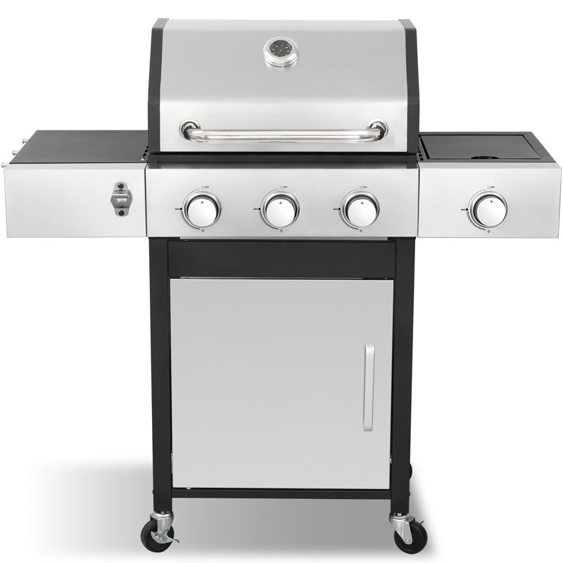 Barbecue au propane à 3 brûleurs GRILL DEPOTS, 39 000 BTU, grilles en fonte émaillée de porcelaine, couvercle isolé à double paroi, brûleur latéral, roues pour la cuisine extérieure