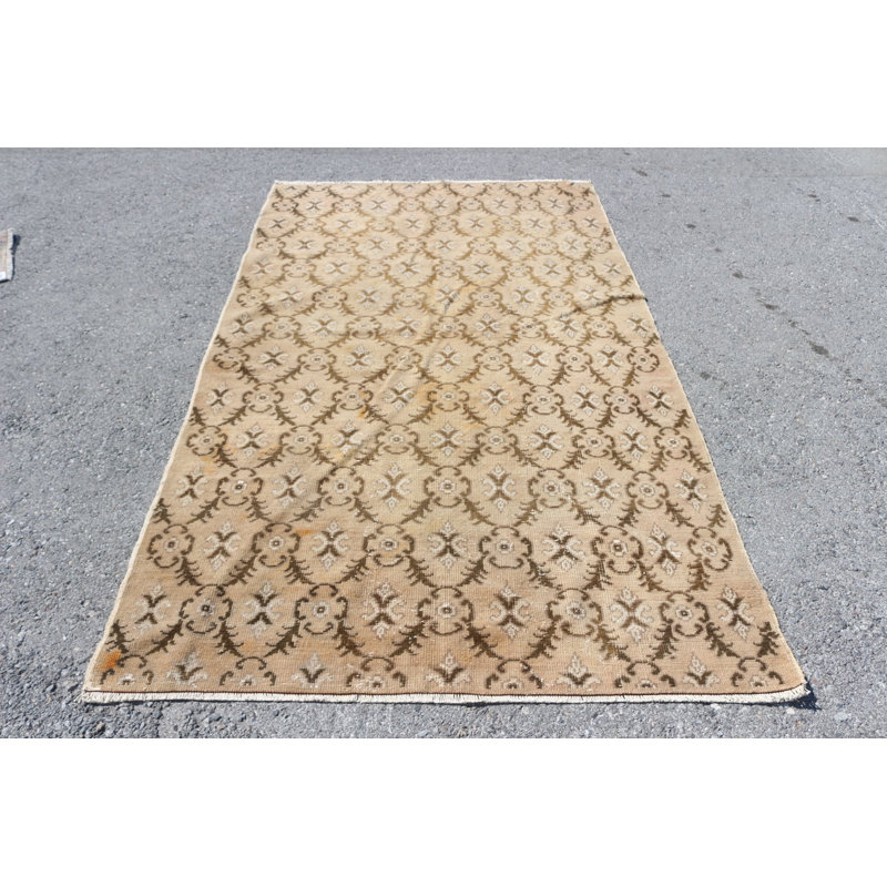 Grand tapis turc Oushak rétro au design bohémien beige, idéal pour l'extérieur et la décoration de salon