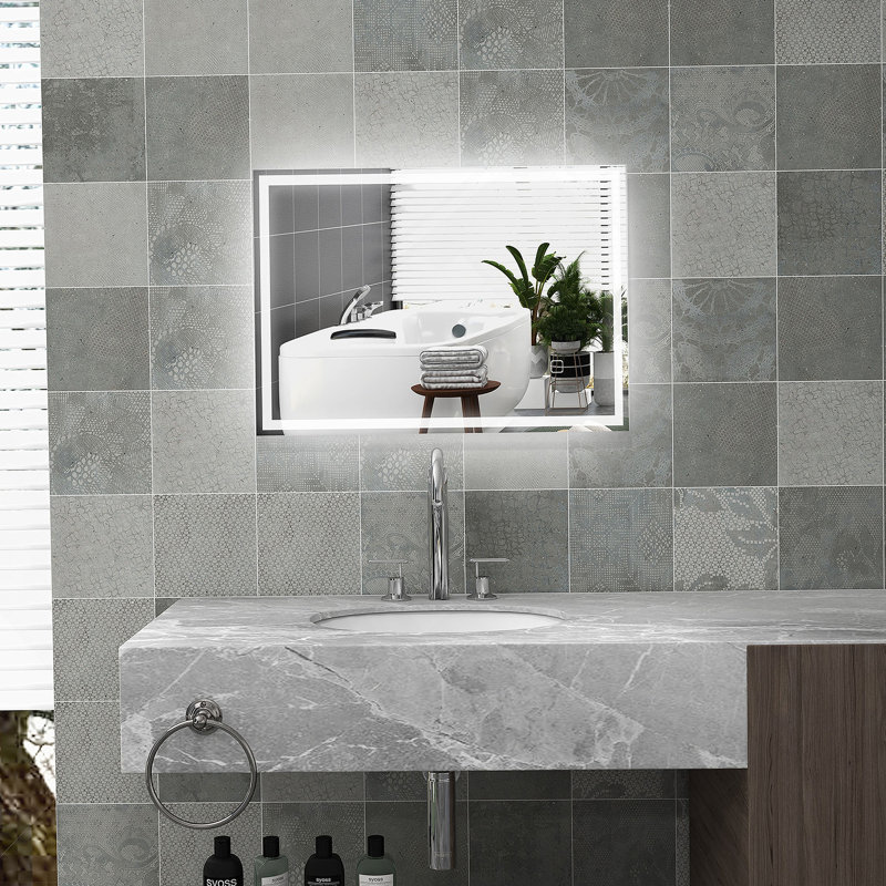 Dimmable Bathroom Mirror With LED Lights, 3 Colors & Memory Function