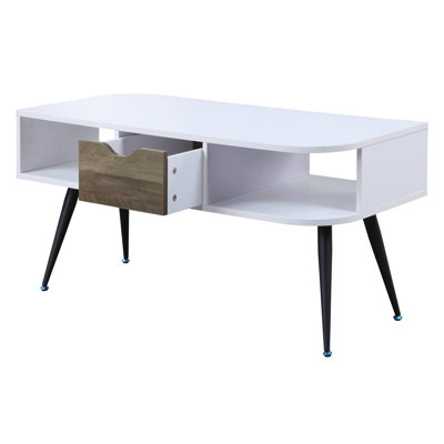 Contemporary Coffee Table with 1 Drawer and Open Compartments for Clutter-Free Living and Modern Aesthetics.