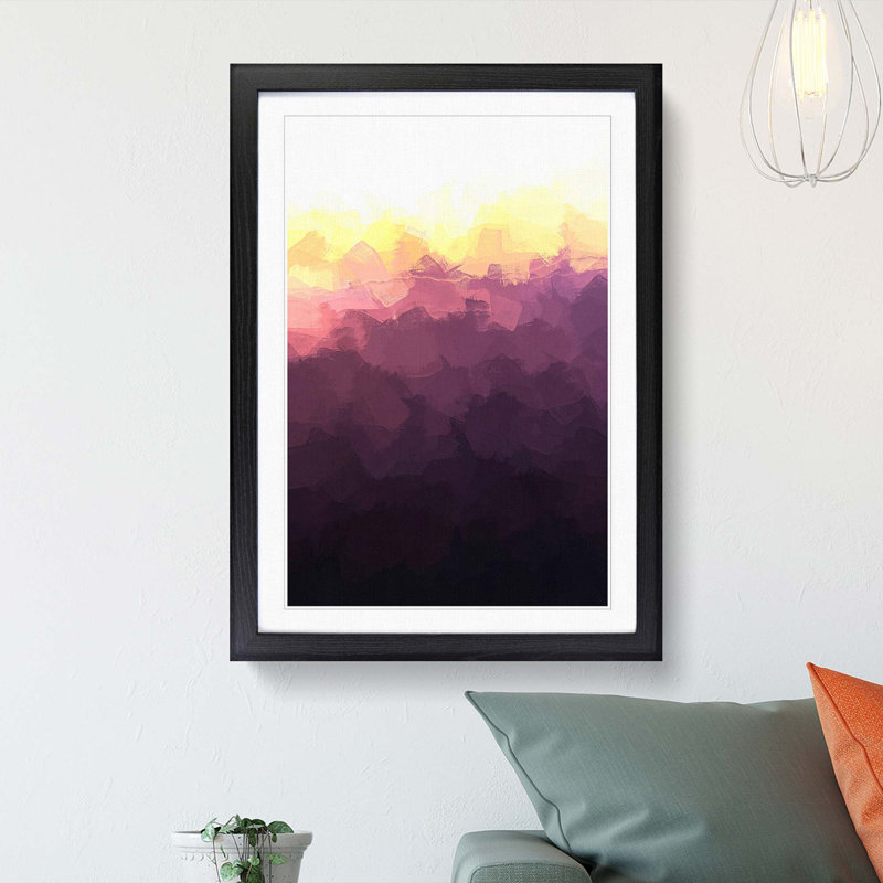 Sun over a Mountain Range in Abstract - Picture Frame Graphic Art Print, Black Framed, 87cm H x 62cm W x 2cm D