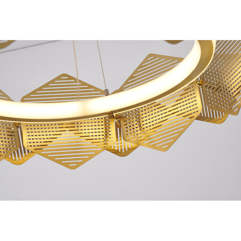 1-Light Brass Halo Ring Chandelier With Acrylic Diffusers