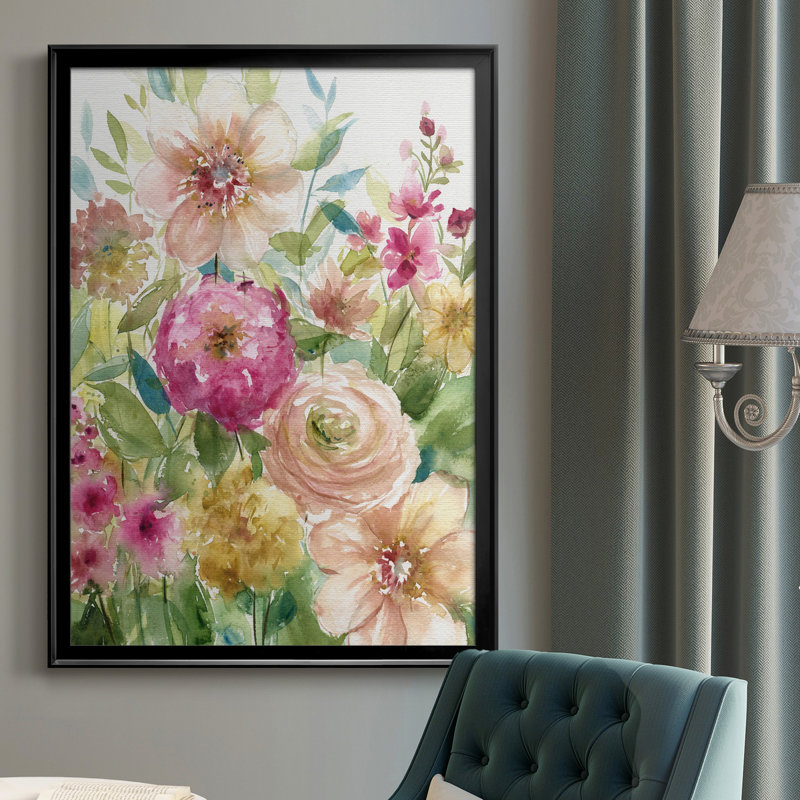 Jardin de fleurs - Peinture sur toile encadrée, Noir, H 30,5 po x l 42,5 po x P 1,5 po