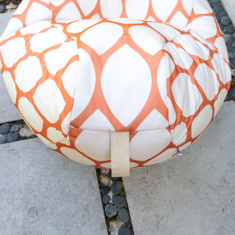 Big Joe Tuffet Outdoor Bean Bag Chair, Weather Resistant Fabric, 3ft Teardrop, Orange/White Polyester