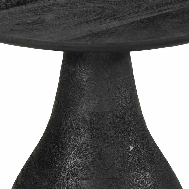 Side Table Diameter40x40 Cm Solid Wood Mango, Black